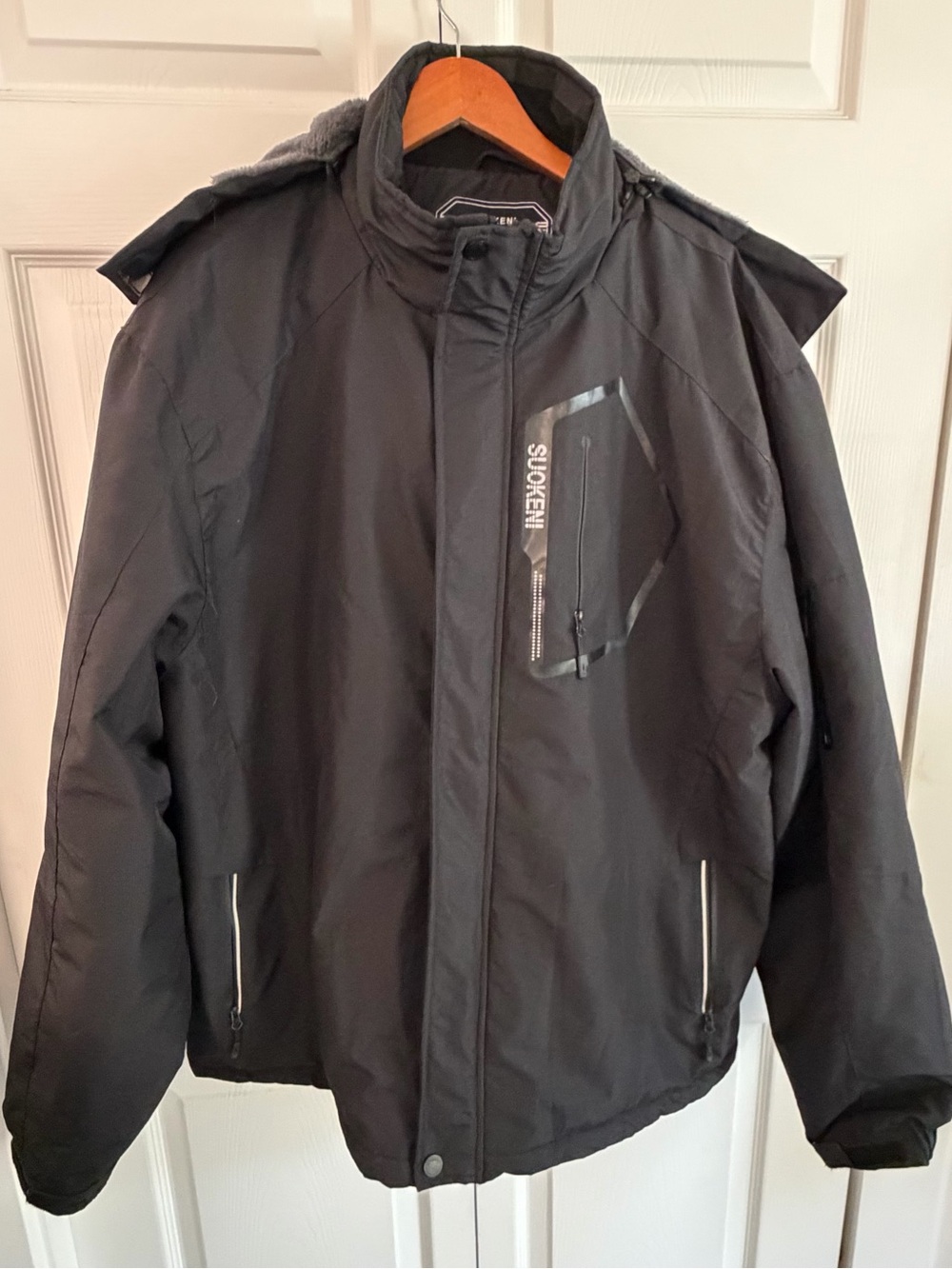 Suokeni Mens Waterproof Fleece Lined Ski Jacket Black XXL Winter Snow Coat